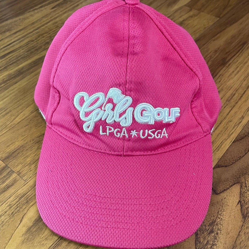 LPGA USGA Girls Golf Hat Pink Mesh Adjustable Youth Sport Cap Embroidered Logo
